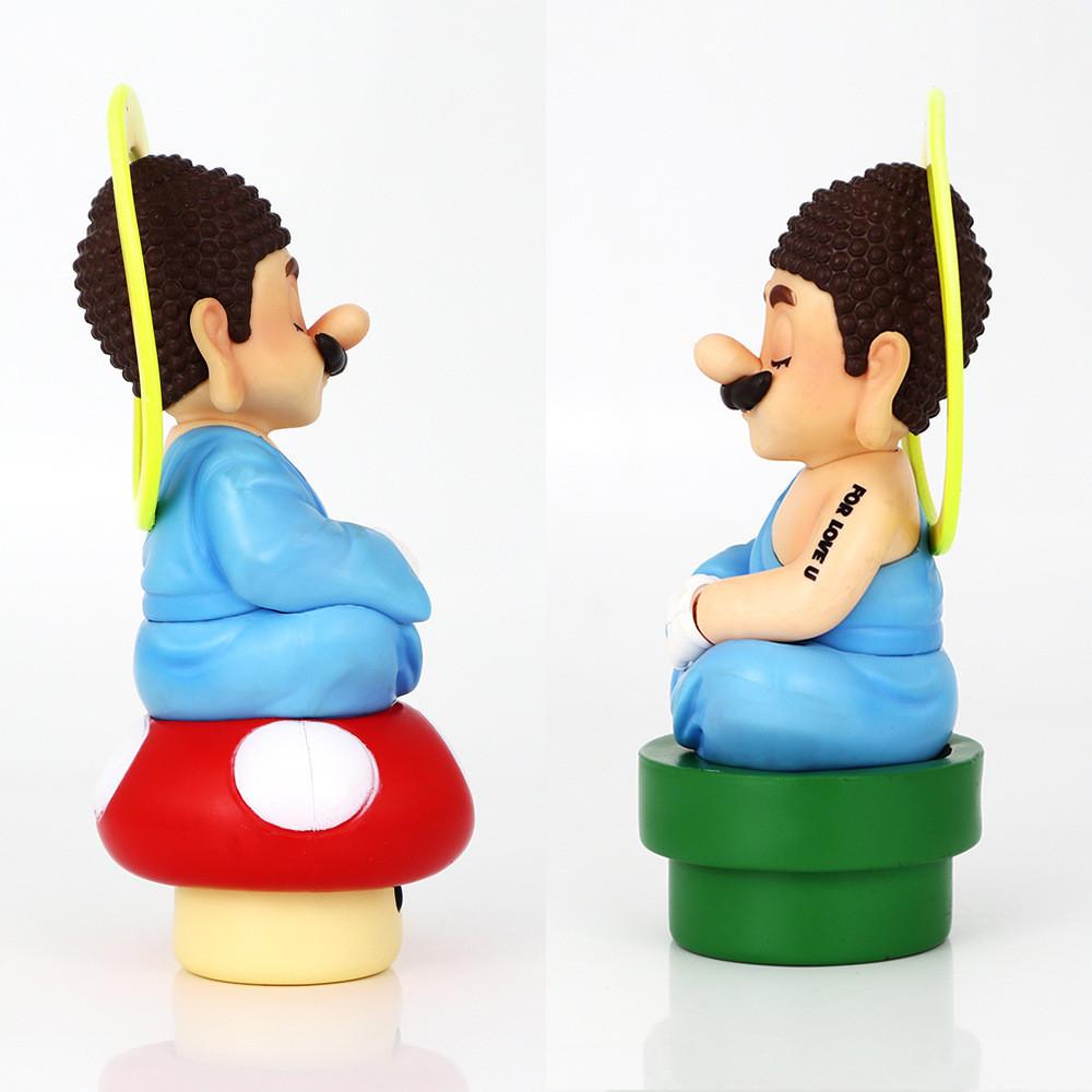 Cross-border Lucky Mario Handheld Ornaments Super Mario Anime Handheld Buddha Mario Desktop Ornaments Pvc Color Box