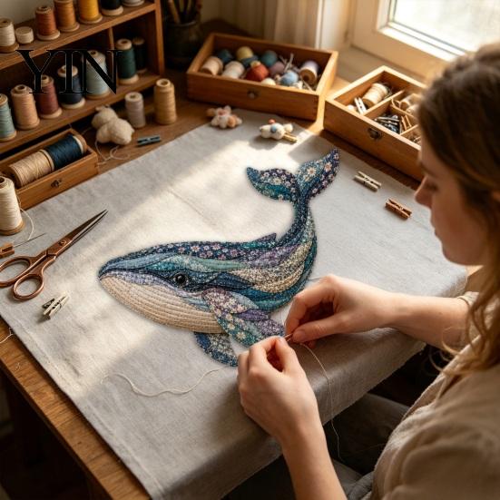 Family Craft Night Activities Ocean Animal Patchwork Kit, DIY Fabric Sewing Handmade Gift Crafting Materials Sea Turtle Octopus Kit for Adults,
