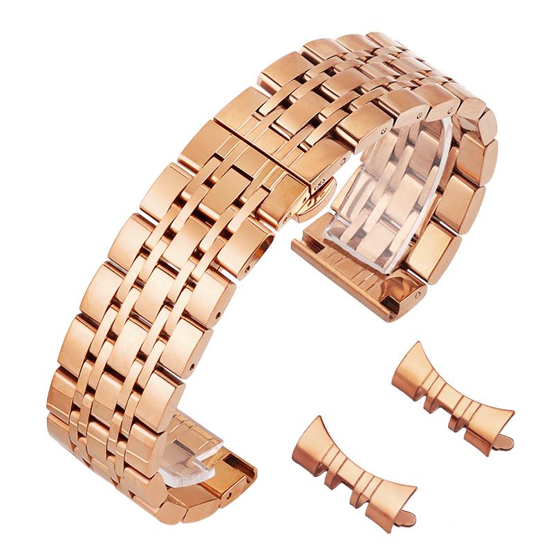 Изогнутые концы ремешки для часов из нержавеющей стали 22 мм 20 мм 18 мм 16 мм 14 мм браслет для мужчин женщин ремешки для часов застежка-бабочка ремешок для запястья