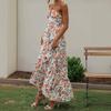 Женское летнее платье с V-образным вырезом, длинное платье-трапеция с цветочным принтом и бретелькой через шею, одежда для мам, вечернее платье-пачка для женщин