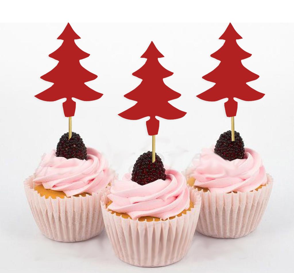 Darling Souvenir| Christmas Tree Cupcake Toppers| Dessert Decorations - Pack Of