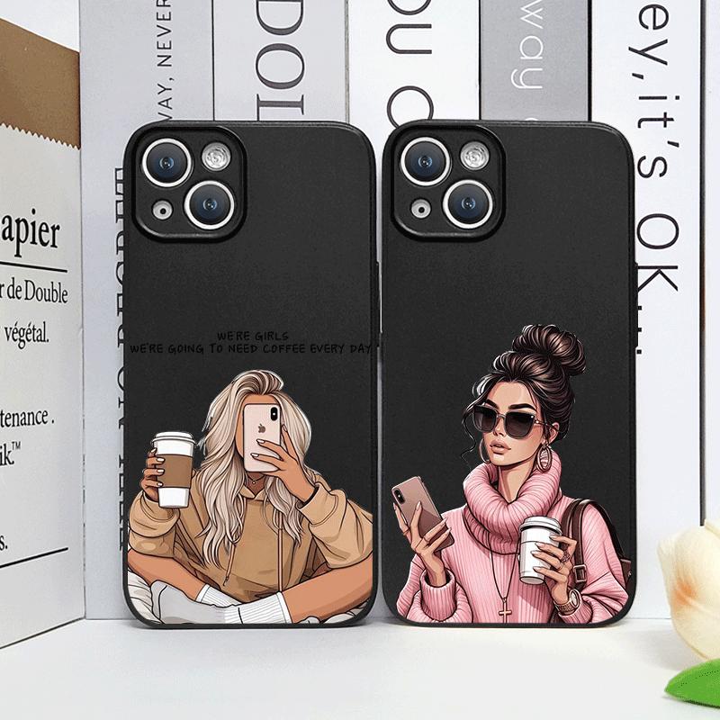 Чехол для телефона 'Девушка Женщина Кофе Мисс' для iPhone 16 12 11 14 13 15 Pro Max Mini X XS XR SE 7 8 16Plus Модный Женский Мягкий Чехол