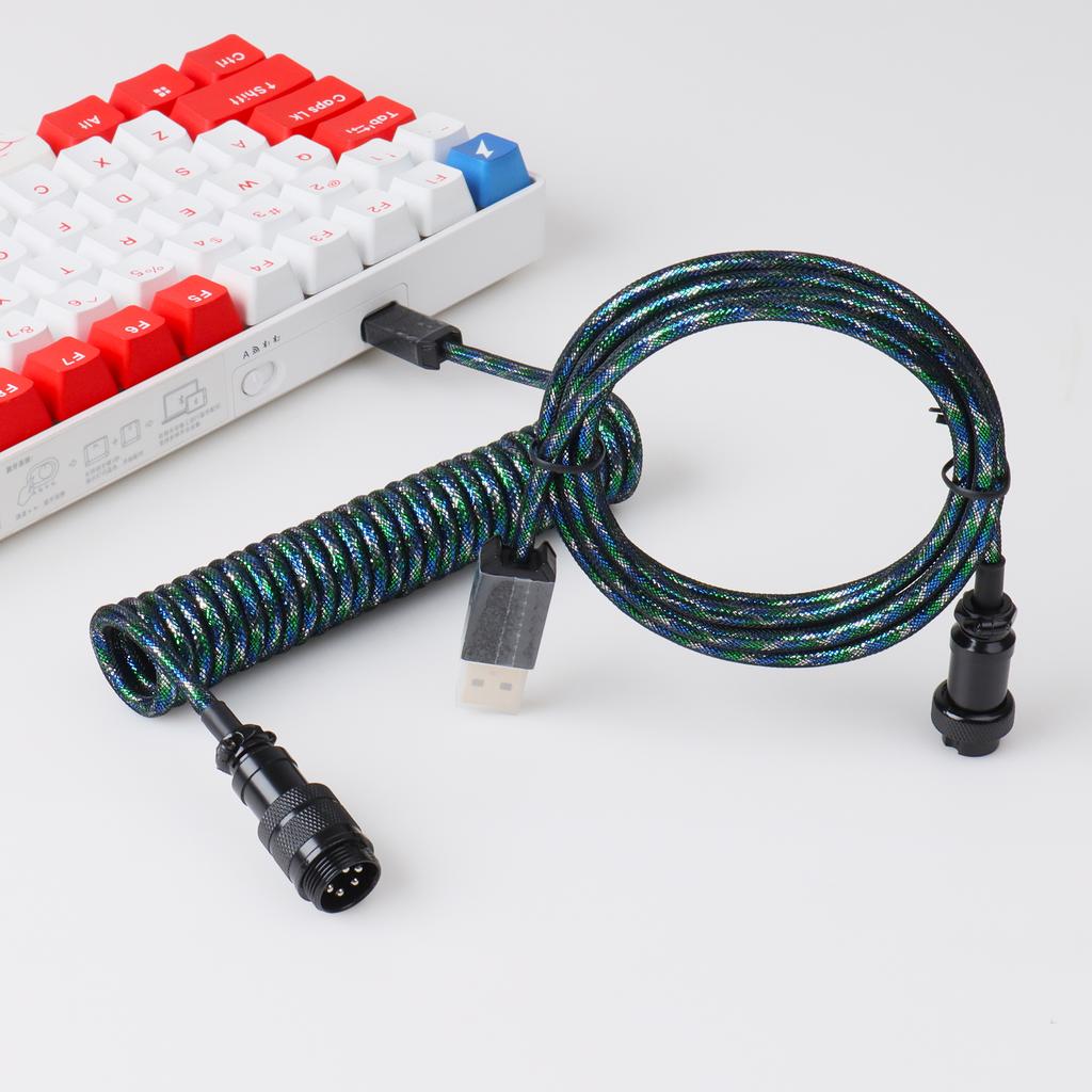 GX16 Coiled Keyboard Cable Type C Metal USB Coiled Cable for USB Keyboard