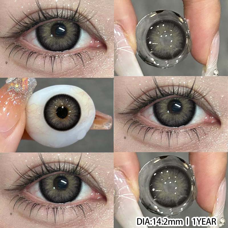 Eyeshare Цветные контактные линзы, светло-голубые линзы для очков, коричневые контактные линзы, коричнево-серые линзы для очков, цветные косметические зеленые линзы, 1 пара