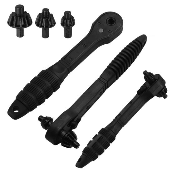 Universal Ratchet Drill Chuck Key Wrench Non-Slip Handle Ergonomic Design 2-in-1 Double Head Spanner Repair Wrench Tool