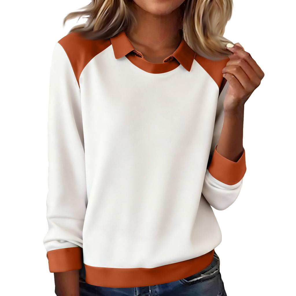 Women's Fashion Long-Sleeve Pullover Solid Color Top