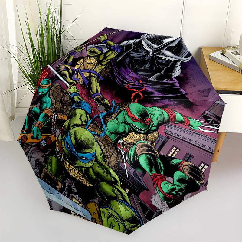 Teenage Mutant Ninja Turtles Themed Automatic Opening and Closing Umbrella, Compact Travel Umbrella, Lightweight and Portable, Suitable for