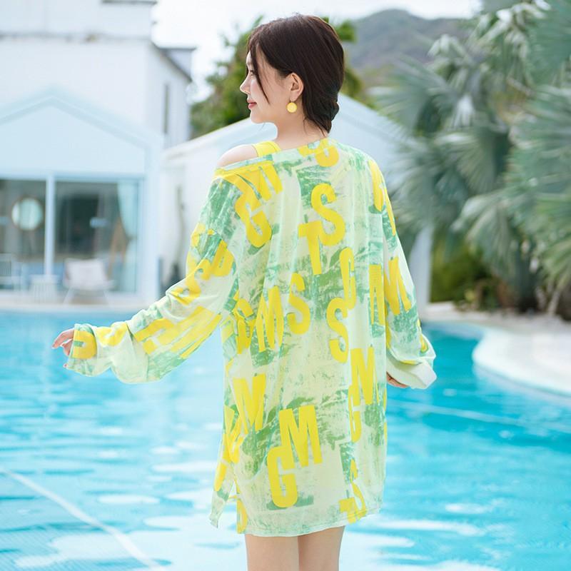 Womens Modest Long Sleeve Swimwear Set With Sun Protection Cover-Up Hot Springs Swimming