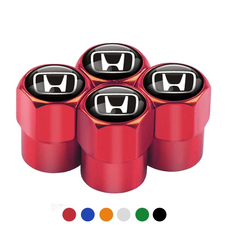 SAK1 4pcs Car Metal Badge Wheel Tire Valve Caps Stem Cover For Honda Prelude Mugen Power XR-V Jazz Fit Avancier Crv Accord Pilot City