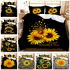 Sunflower Pattern Design 3D Digital Printing Quilt Set Three-Piece Bedding Kit