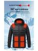 New Four-Zone Heated Cotton Jacket with Hood, Outdoor Unisex Warm Electric Jacket