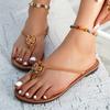 Модные женские тапочки 2025 Лето Нескользящие шлепанцы с перемычкой для пальца Большой размер Плоские тапочки Праздничные сандалии Новая дизайнерская обувь Слайды Женские