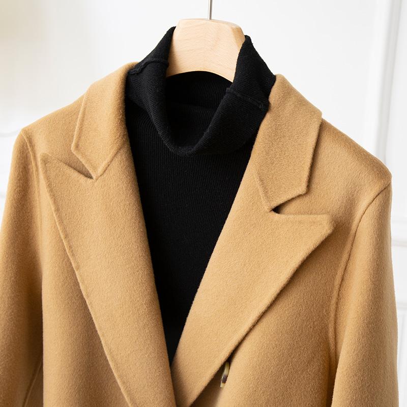 Женское пальто из 100% шерсти TIDENOVEL Осеннее шерстяное длинное пальто Ручной работы Пальто-бушлат Зимняя теплая шерстяная длинная куртка Пальто