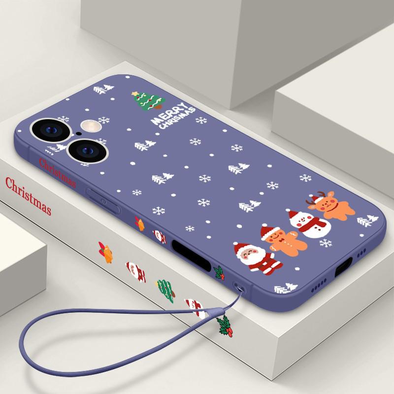 Матовый чехол-шнурок с рождественским узором для iPhone 16 Pro 15 14 Plus 13 12 Mini 11 Pro Max Xr Xs 7 8 Se мягкий тонкий чехол из ТПУ