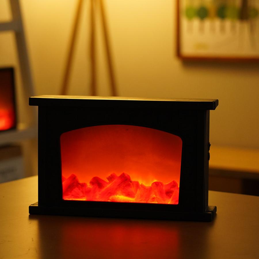 LED Simulation Flame Lamp Nordic Style Decorative Fireplace Lamp Creative Home Crafts Atmosphere Night Light