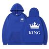 Women's Crown Print Loose Hoodie - Thickened Autumn/Winter Pullover