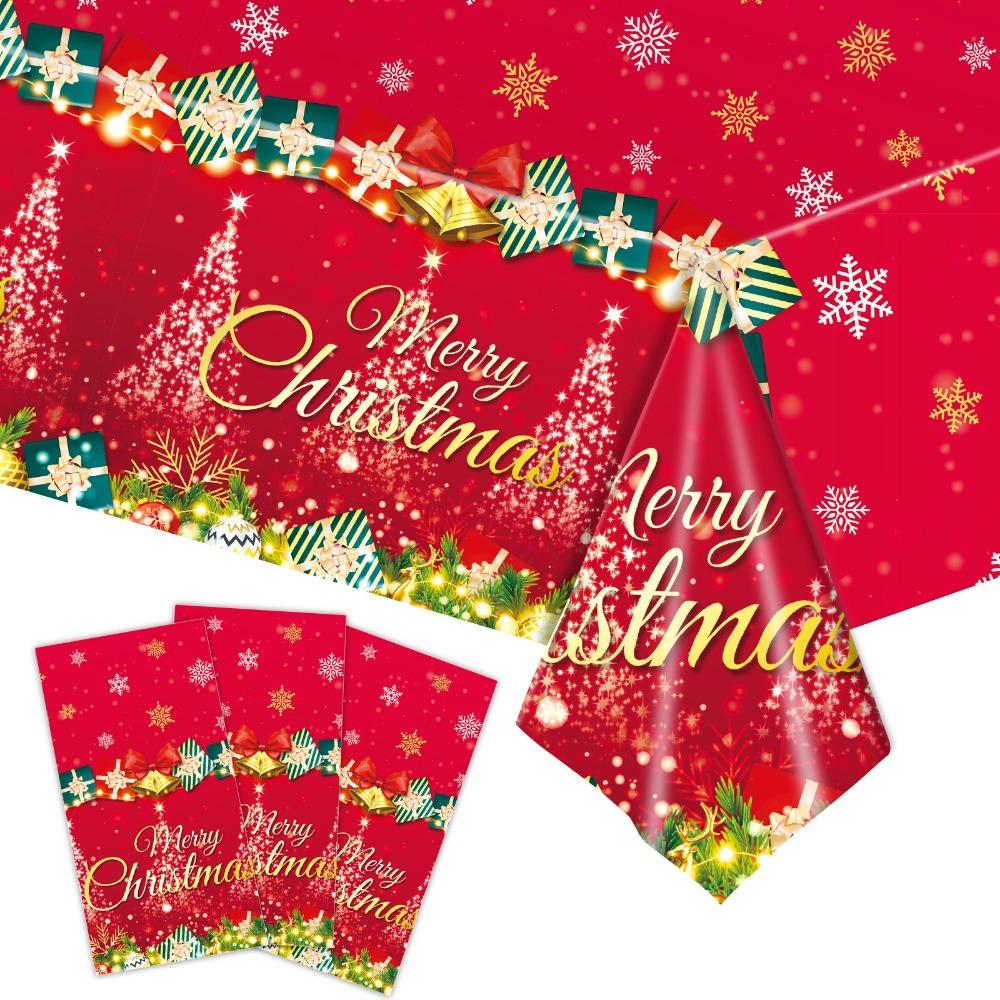 Пластиковые одноразовые скатерти Одноразовая скатерть Рождественская скатерть Новогодняя вечеринка