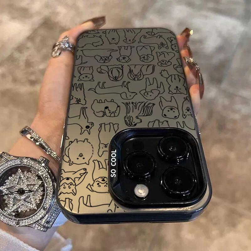 Cute Doodle Dog Line Art Pattern Design Protective Cover for iPhone 17 16 15 14 13 12 11 16E Series Pro Max Plus