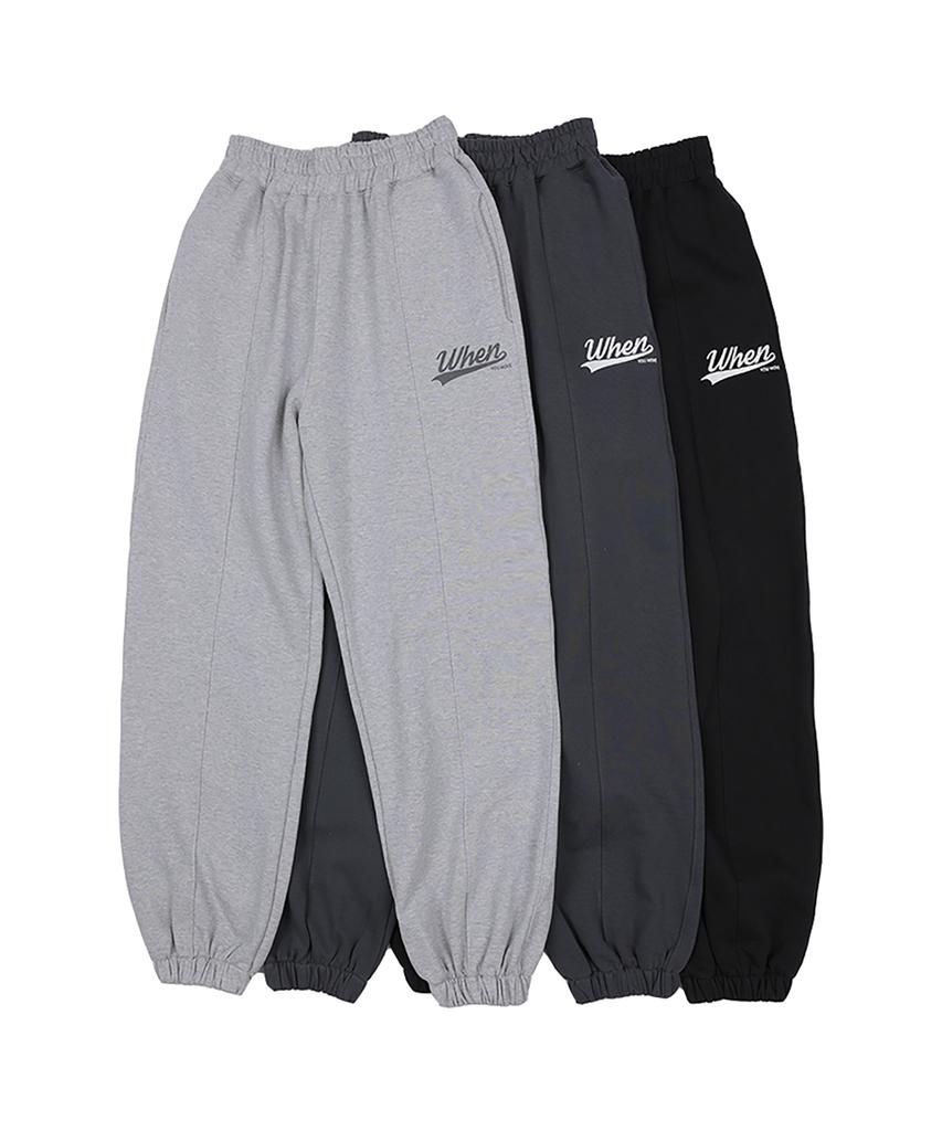 WHEN YOU MOVE Crack Tail Logo Sweatpants Melange Gray