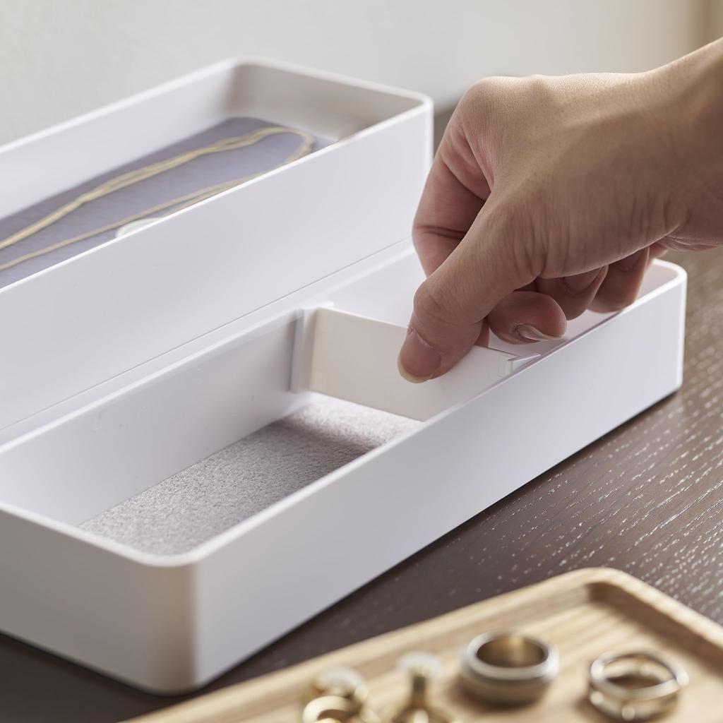 Yamazaki RIN Slim Accessory Case with 3 W24 x D8 x Lid Transforms into a Accessory 5811 Tray, Tiers, Natural, Approx. H11.5cm, Tray, Storage,