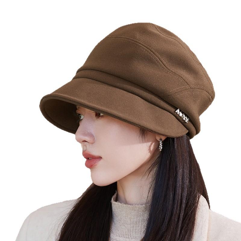 New duck tongue bucket hat women's autumn and winter versatile stacking hat showing face small hat casual elegant winter cold hat