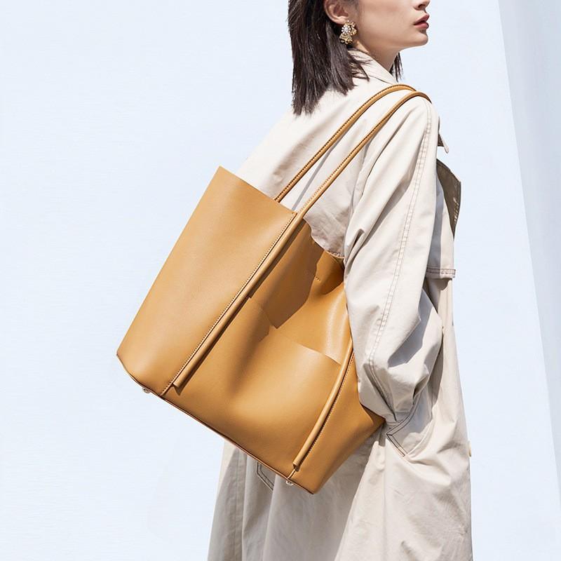 Niche Tote Bag Genuine Leather Women's Bag New Large Capacity Handbag High-end Leather Commuting Armpit Shoulder Bag