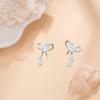 Серьги-гвоздики в форме банта из стерлингового серебра S925 в корейском стиле с нежным сердечком и цирконием, милые, подходящие друг другу, простые и маленькие серьги, высокое чувство