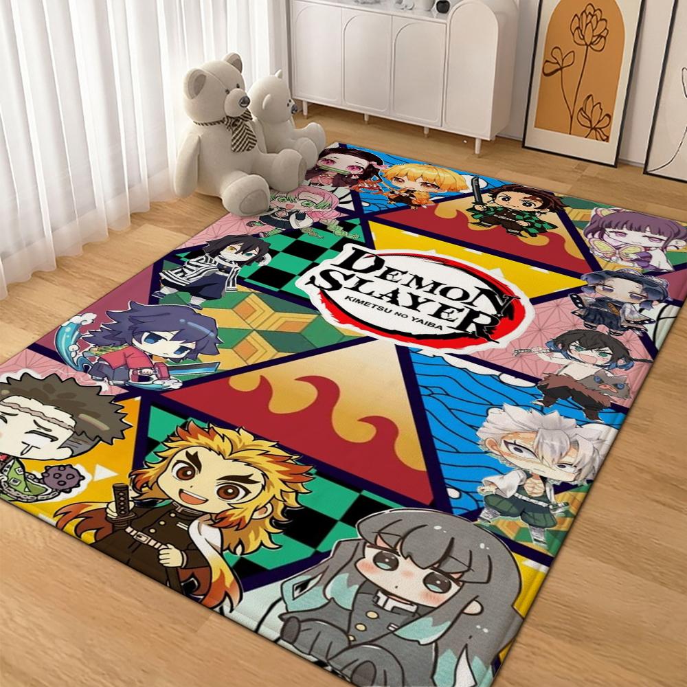 Cute Demon Slayer Chibi Collection Patterned Rug Soundproof Noisereducing Carpet For Living Room Hallway Balcony Home Party Decor Great Holiday Gift