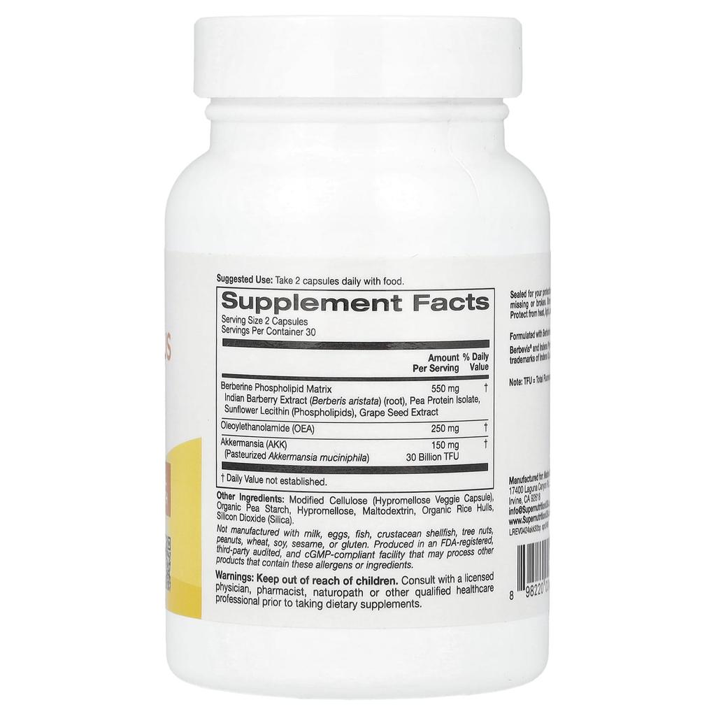 Akkermansia 30 Billion Plus, Berberine Phospholipid Matrix and Oea, 60 Veggie Capsules
