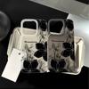 Black Flowers Phone Case For Iphone 17 17air 16 15 14 13 12 11 8 7 Pro Max Mobile Protective Case Soft Funda Cover