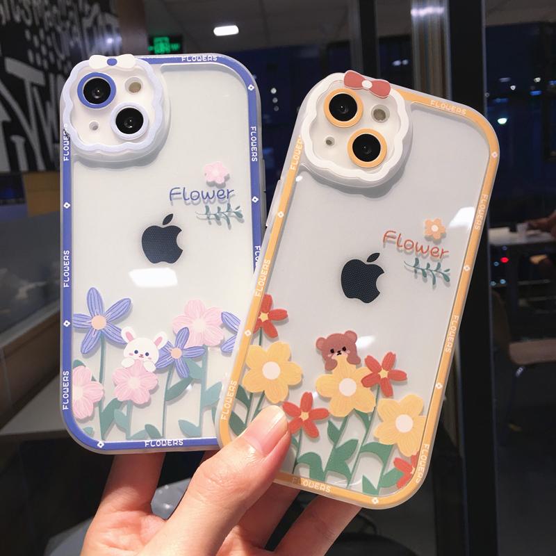 Чехол для телефона с милым мультяшным цветком и фруктами для Iphone 14 13 11 12 Pro Max Xs Max Xr X Xs 14pro, прозрачный противоударный бампер, мягкая задняя крышка