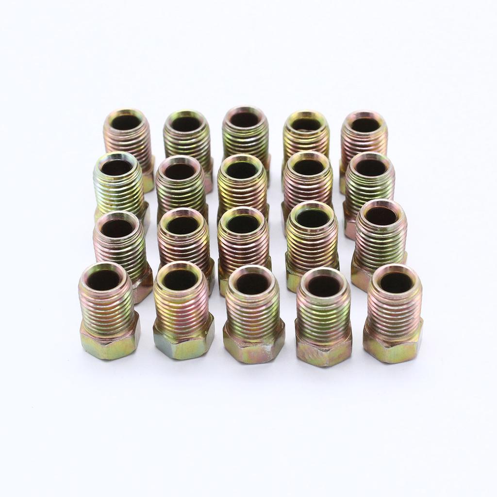 20x 3/8-24 Фитинги с гайками для перевернутой трубки Внутренние детали автомобиля Золотые резьбовые гайки для трубки 3/16 дюйма Замена тормозной магистрали