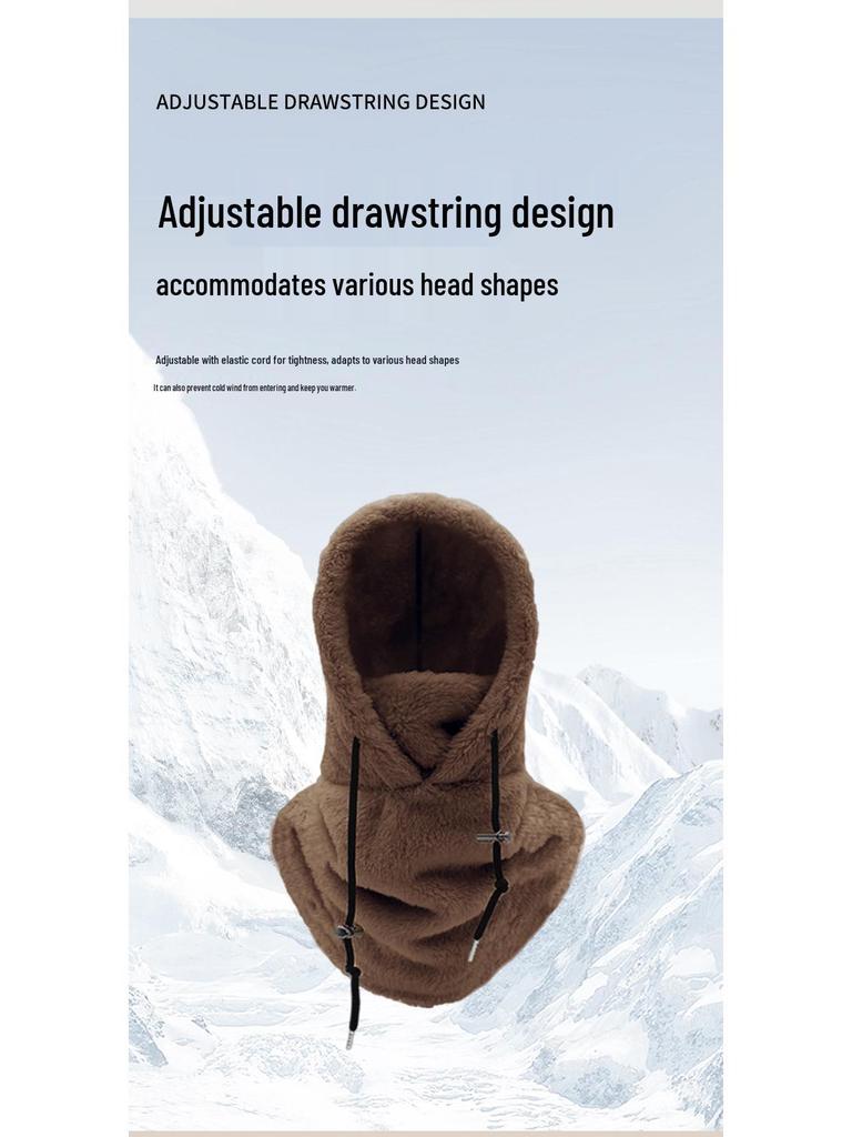 Зимняя шапка из арктического флиса для велоспорта и катания на лыжах: Ветрозащитный, Защищающий от холода капюшон и манишка