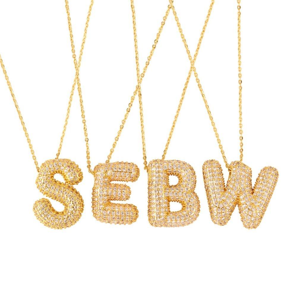 Gold Color 26 Letters Necklace Alphabet Women Sweater Chain A-Z Letter Clavicle Chain Ladies