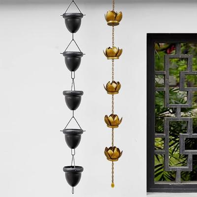 Цепь дождя для желобов с адаптером Acorn Rain Chain Cups Gutter Downstout Water Home Display Adjustable Rain Chain