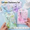 Candy Color Cartoon Stationery Set: Stapler, Scissors, Tape Holder