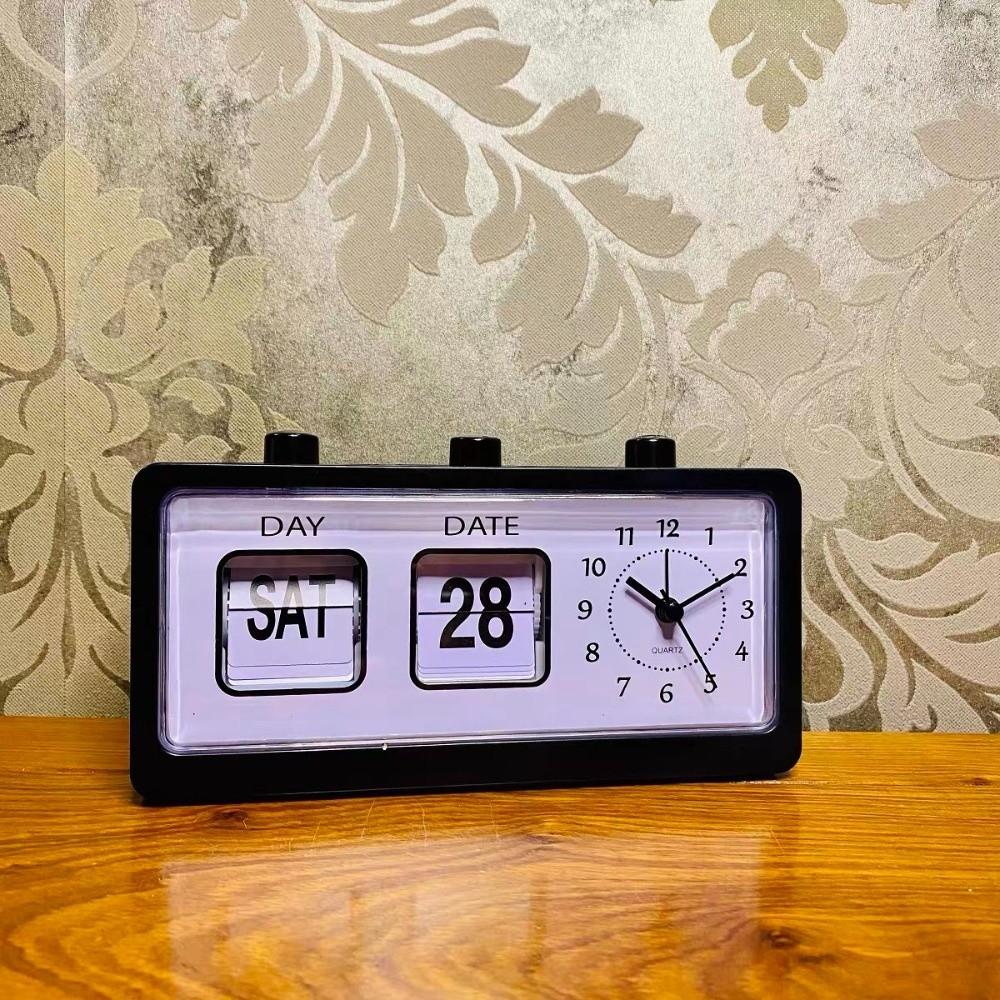 Electronic Manual Page-flipping Calendar Clock Date Week Table Clock Mechanical Alarm Clock School