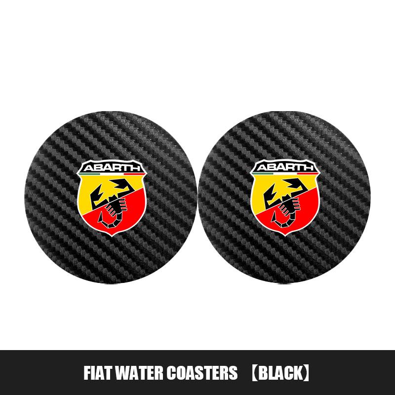 2Pcs Car Coaster PVC Logo Water Cup Pad Anti Slip Mat Accessories For Fiat Abarth 500e Panda Tipo FR Argo Freemont Viaggio Bravo