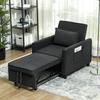 Reclining Sofa Bed Armchair with Side Pockets, in Velvet-Effect Fabric, 74x84x81 cm, Dark Grey