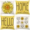 Sunflower Printed Cushion Cover Polyester Letter Living Room Sofa Decorative Cushion Cover Bedroom Cushion
