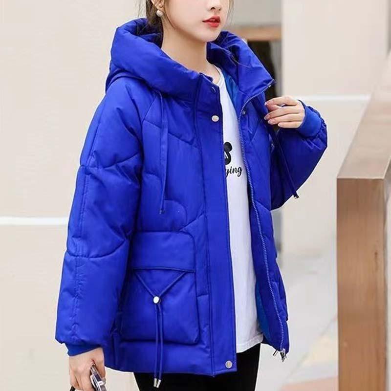 Зимняя женская теплая толстая куртка с капюшоном, повседневная свободная куртка с хлопковой подкладкой, верхняя одежда средней длины