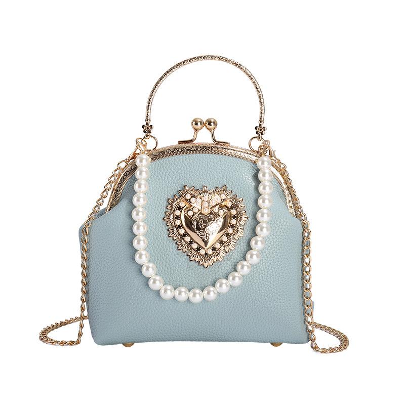 Сумка-клатч Xiaoxiangfeng с жемчугом, женская, 2025 новая, корейская версия, модная нишевая сумка через плечо, кроссбоди, сумка-ракушка с клипсой