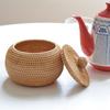 Wicker Storage Basket With Lid Round Fruit Basket Natural Rattan Lightweight Hand-Woven Storage Basket Home Sundries Snack Box