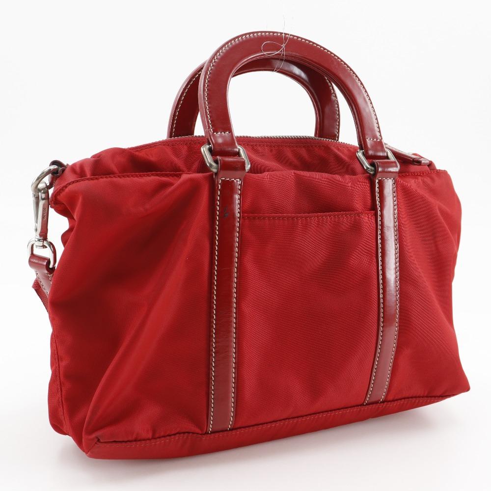 PRADA 2WAYShoulder Handbag Red Nylon Women Used