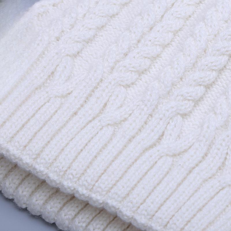 Женская двухэтажная вязаная шерстяная шапка Зимняя теплые шапки из натурального меха енота Женские шапки с помпонами Женская мода Skullies Beanies Кепка