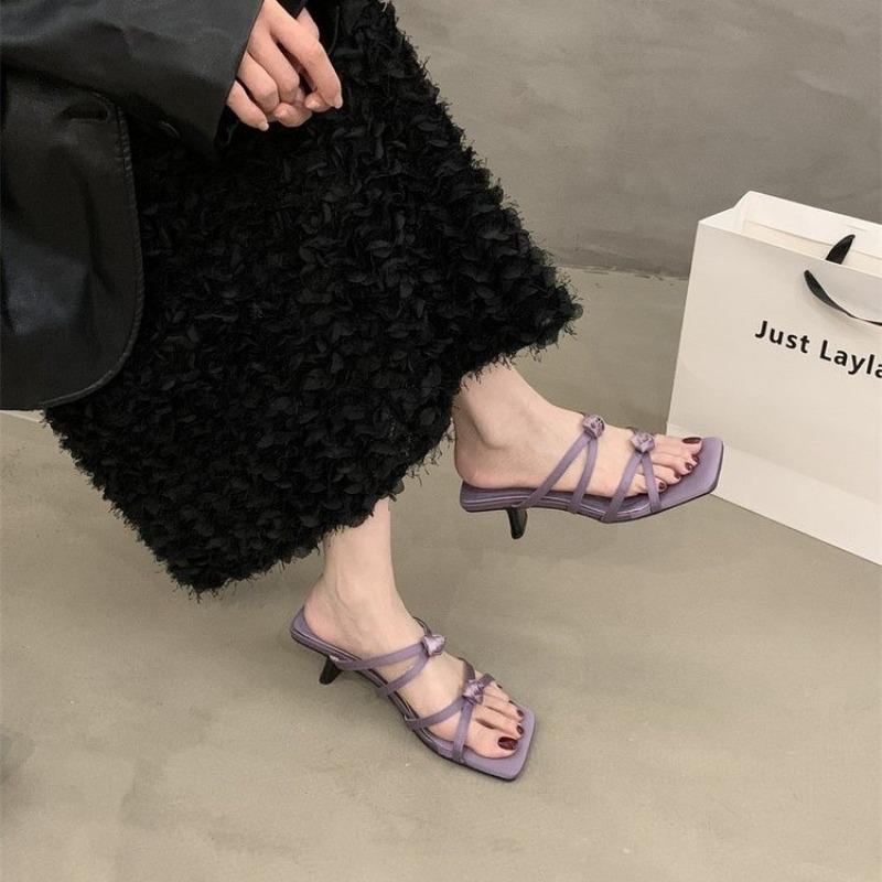 Ankle Strap Sandals for Women Bow Knot Open Toe Wedding Shoes Hot Sale 2024 Summer Brand New Chunky Heel Elegant Luxury Comfy