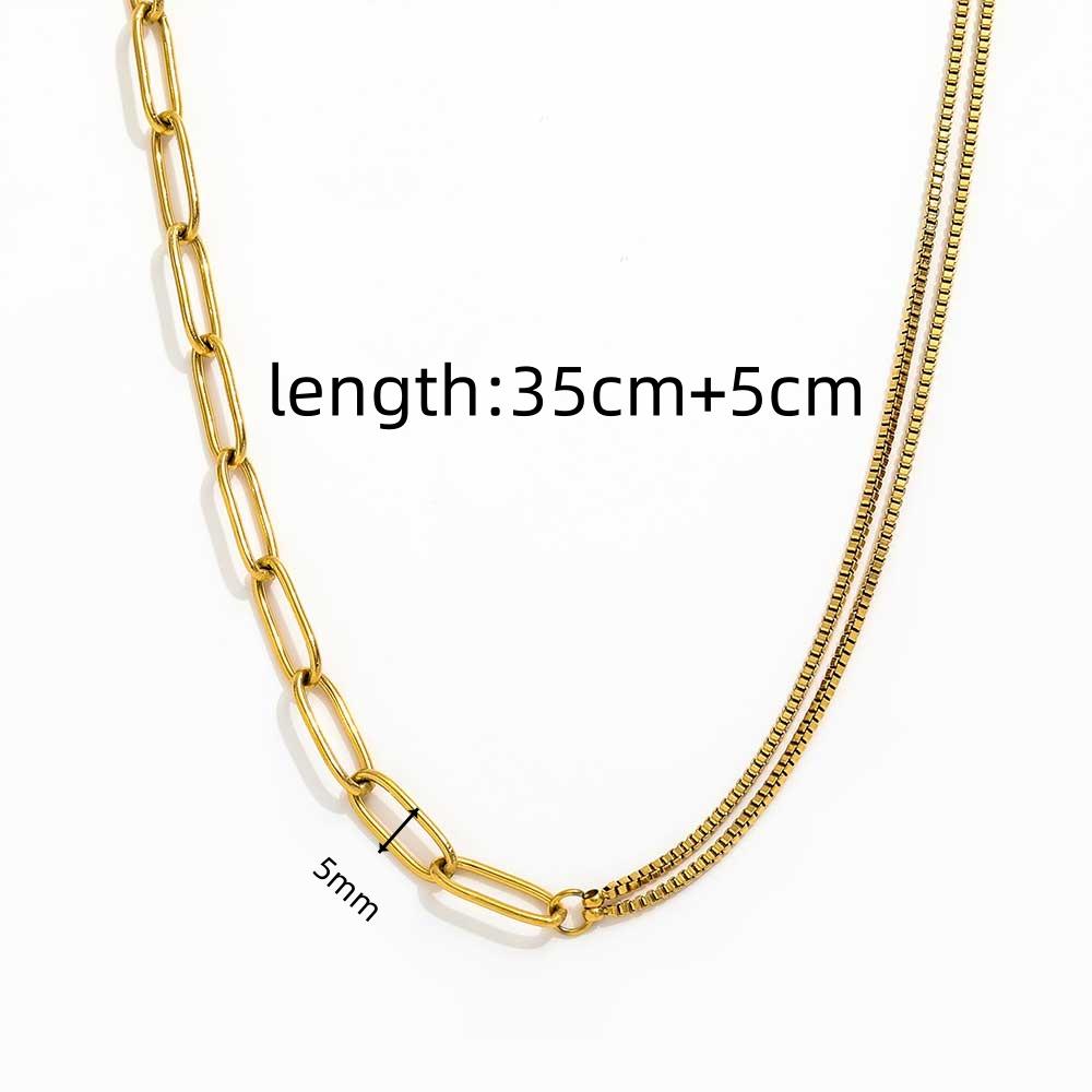 Fenny 18K PVD Покрытие Не выцветающая Минималистичная Булавка Смешанная Цепочка для Свитера Ожерелье из Нержавеющей Стали для Женщин