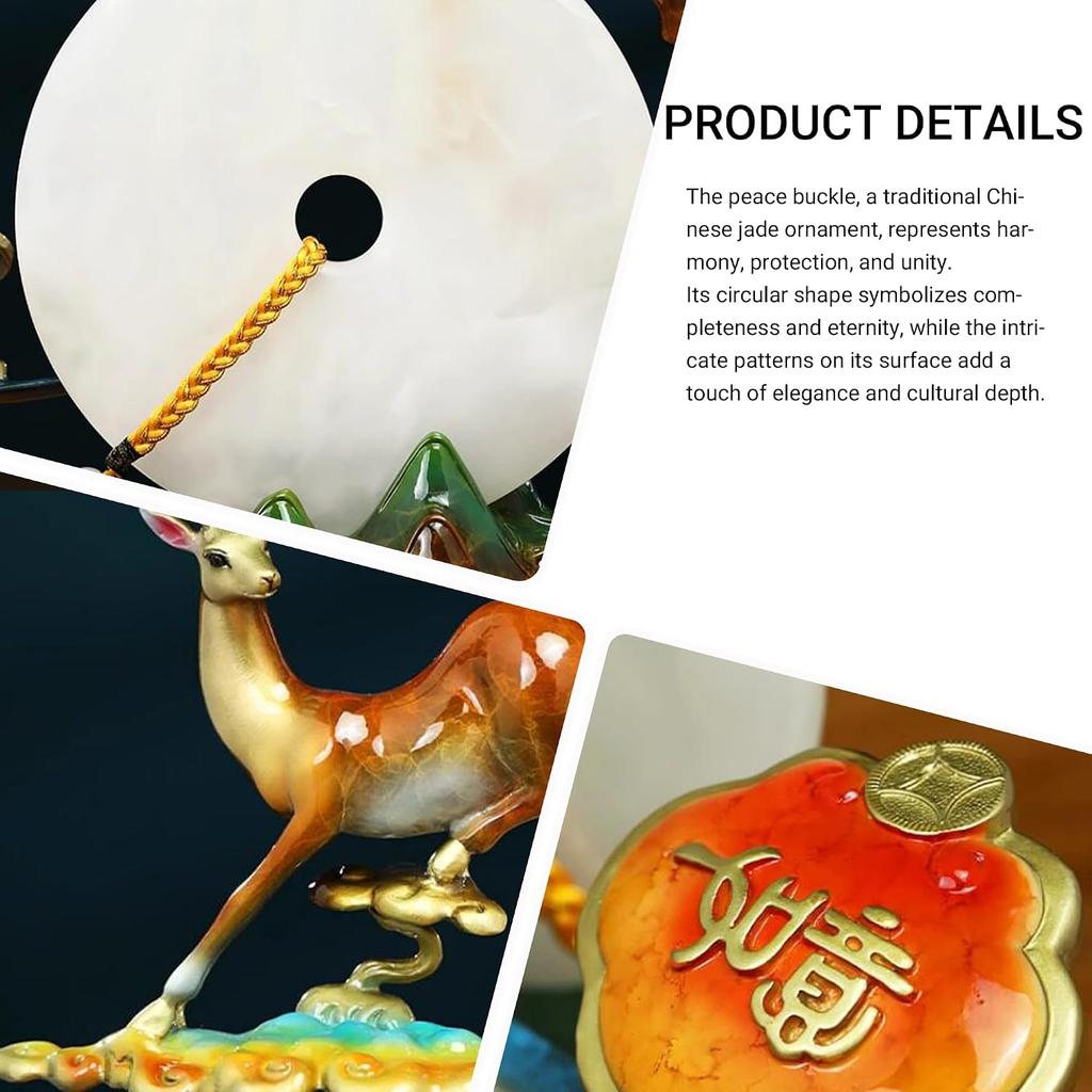 Exquisite Copper "Deer with Peace Buckle" Statue - New Chinese Style Feng Shui Decor for Good Luck & Harmony, Perfect Home or Office Ornament, Ideal