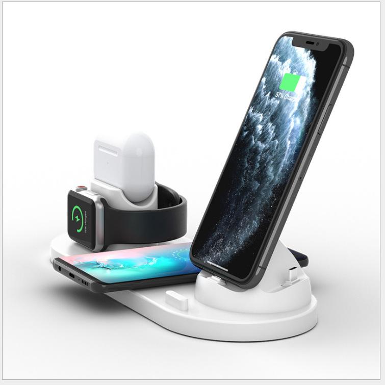 6 In 1 Wireless Charger Station Type C Lighting Micro USB Charger Fast Charger for iPhone Samsung Huawei Airpods Apple Watch