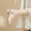 Leather flat for Huizhou women's shoes heels with sandals thick heel summer new open-toed sandals women